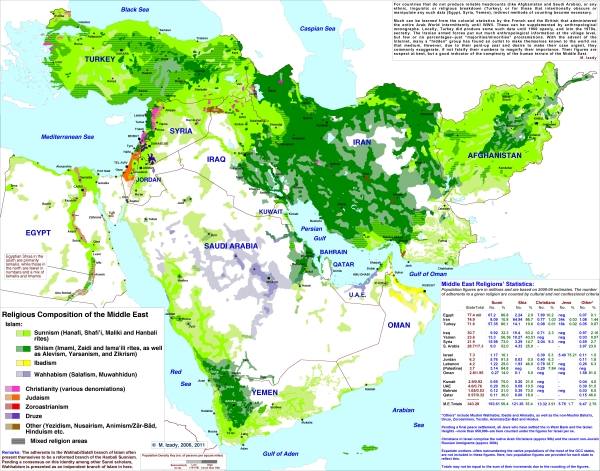 mappa religioni medio oriente