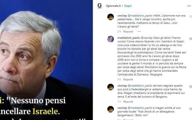 Post shock di un albergatore di Bergamo: “Blocco le prenotazioni degli ebrei”